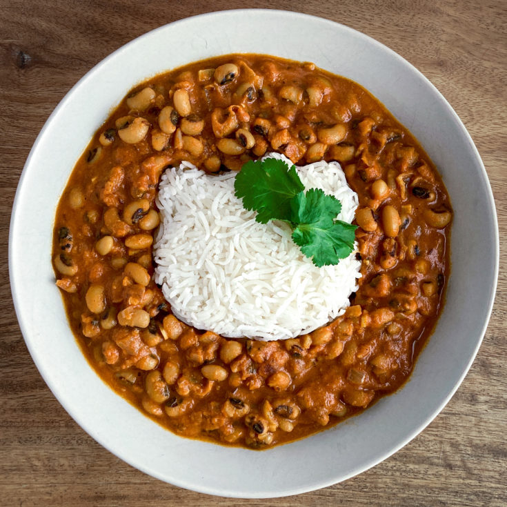 Schwarzaugenbohnen Augenbohnen Black-Eyed Peas Curry vegan Rezept - plantbasedredhead.com