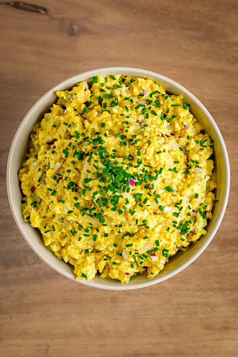 Veganer Eiersalat - Veganer Eiaufstrich - aus Kichererbsen und Pasta gemacht
