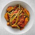 Fasolakia: a Greek green bean stew with potatoes and tomatoes